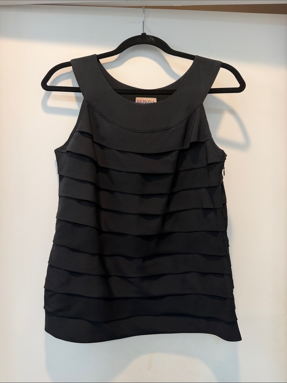 NWOT Merona Black Sleeveless Tiered Ruffle Top